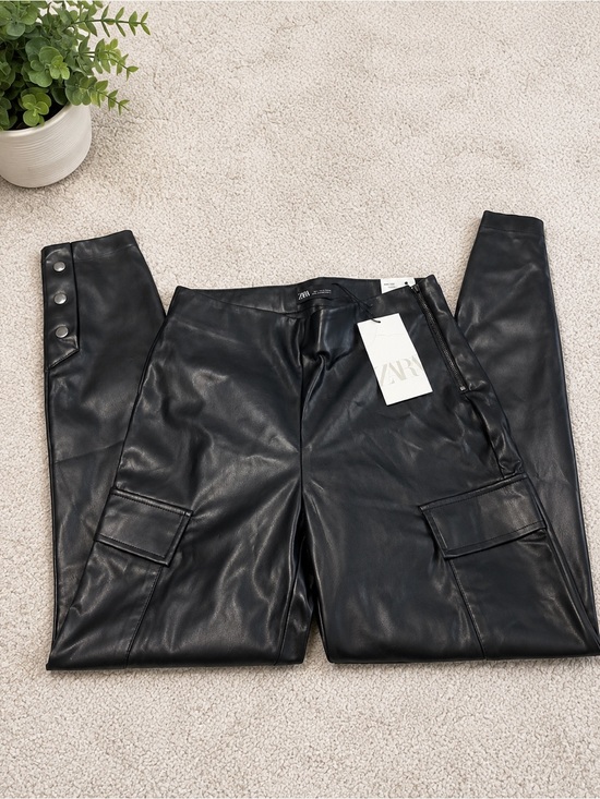 Zara Pants - Zara Black Faux Leather Cargo Leggings